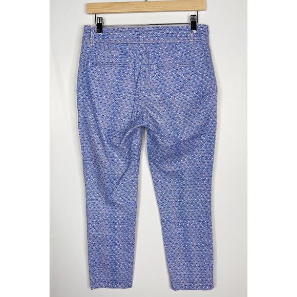 Anthropologie Cartonnier 4 Blue Charlie Trouser Ankle Pants Shell Print Jacquard - Picture 2 of 12